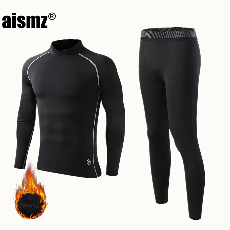 

Aismz New Winter Thermal Underwear Boy & Men Warm First Layer Man Sport Rashgard Fleece Compression Second Skin Long Johns