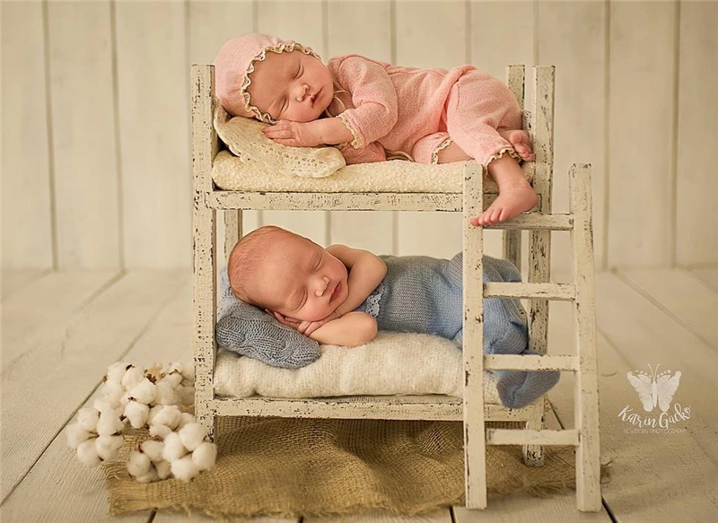 New Retro Baby Bed 100-Days Solid Do Old Wood Antique Twins Newborn Photography Props Crib Props For Photo Shoot Posing Sofa