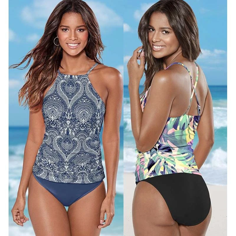 

Sexy Large Swimsuits Plus Size Tankini Sets Female Swimwear Beach Wear Two-piece Bathing Suit Vintage Pool Women Swimming Suit