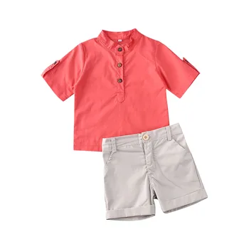 

Summer Toddler Kids Baby Boy 1T-6T Clothes Sets Solid Short Sleeve T-shirt Tops+Short Pants Gentleman Outfits