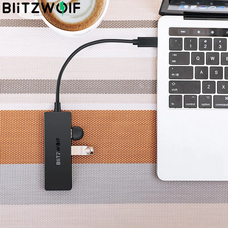 Günstige BlitzWolf BW TH3 USB Hubs 4 in 1 Typ C zu 4 Port USB 3.0 Port Hub Daten Hub mit OTG Funktion 5Gbps USB 3.0 Übertragung