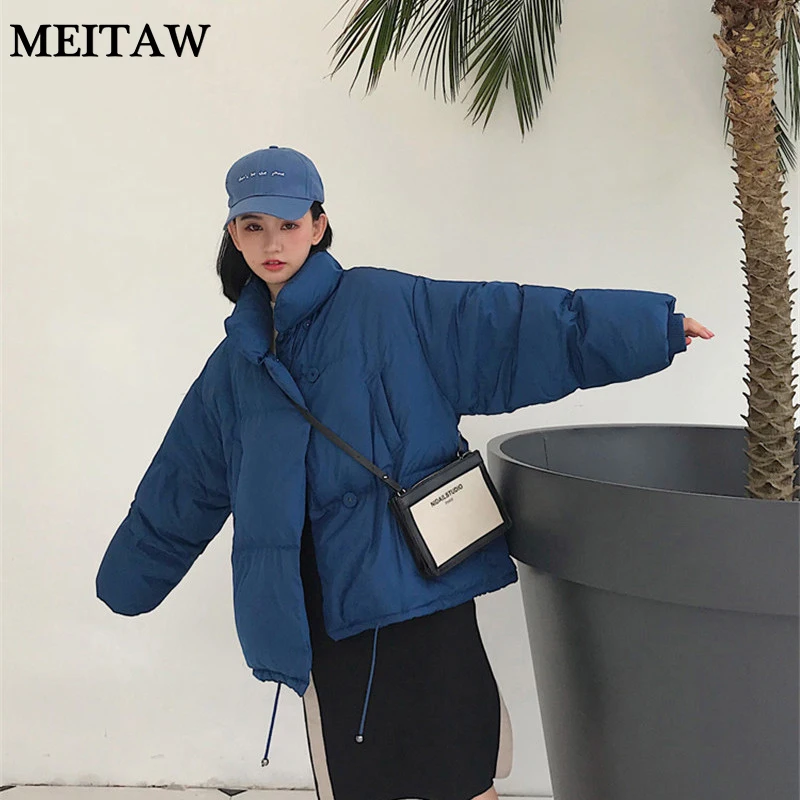 

Winter Jacket Women Parka Outerwear 2019 Casual Loose Stand Solid Tops Lady Warm Thick Short Cotton Padded Parka Coat