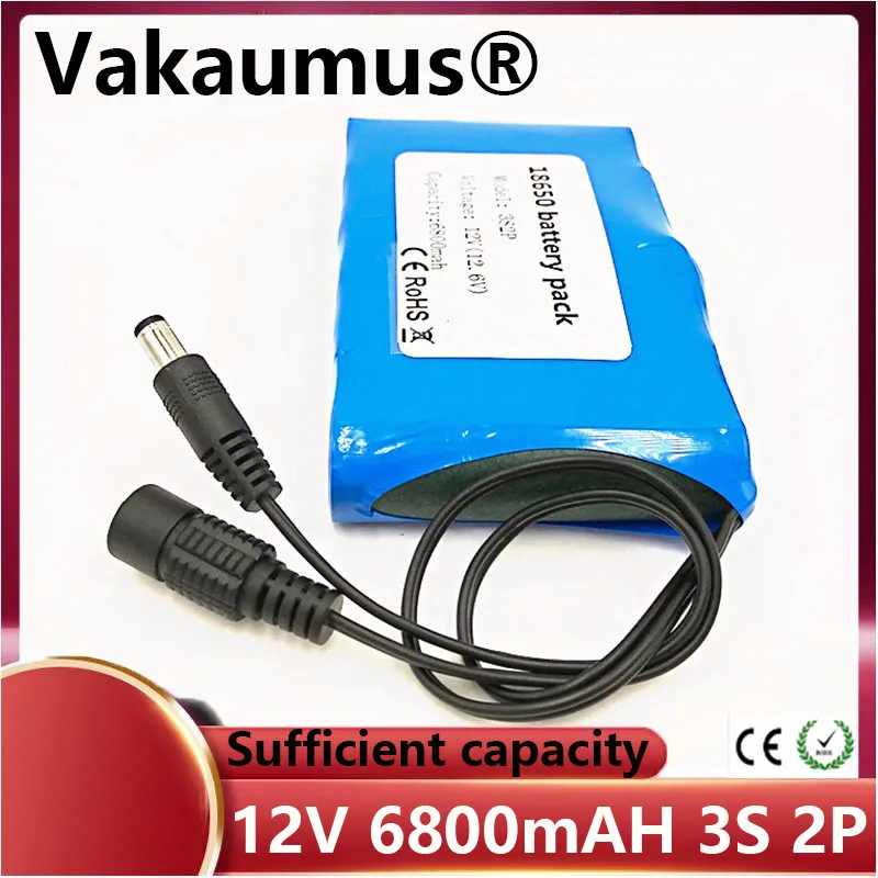 12V 18560 аккумулятор портативный перезарядки 24V литий-ионный емкостью AC/DC 12 6 V 6800 MAH
