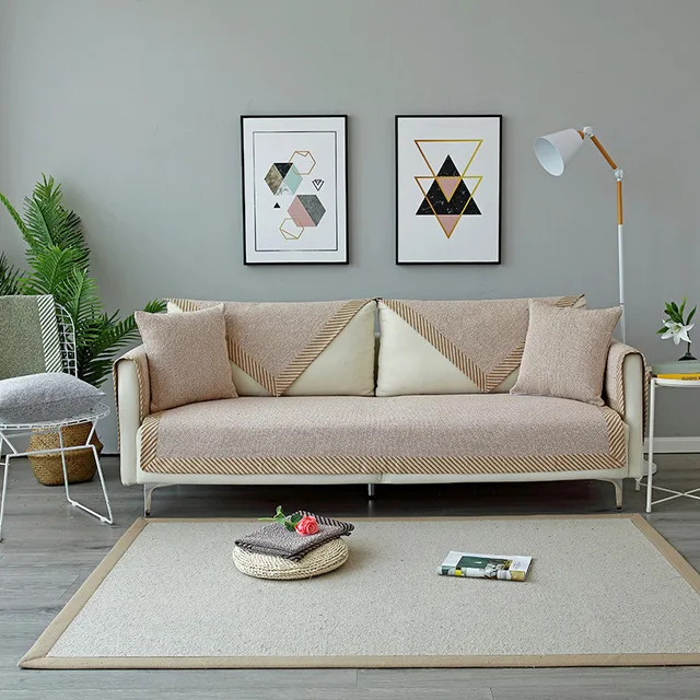 Beige Чехлы для диванов для гостиной, 6 цветов, плюшевая диванная подушка, чехлы для дивана, современный минималистичный угловой диван, полотенце, подушка для сиденья, многоразмерный диван - Цвет: Beige