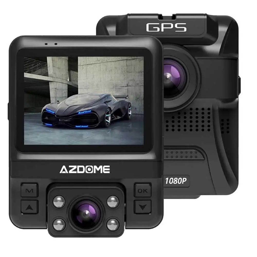 AZDOME Автомобильный видеорегистратор с двумя объективами, фронтальный Full Hd 1080P задний 720P видео видеорегистратор для автомобиля камера ночного видения с GPS