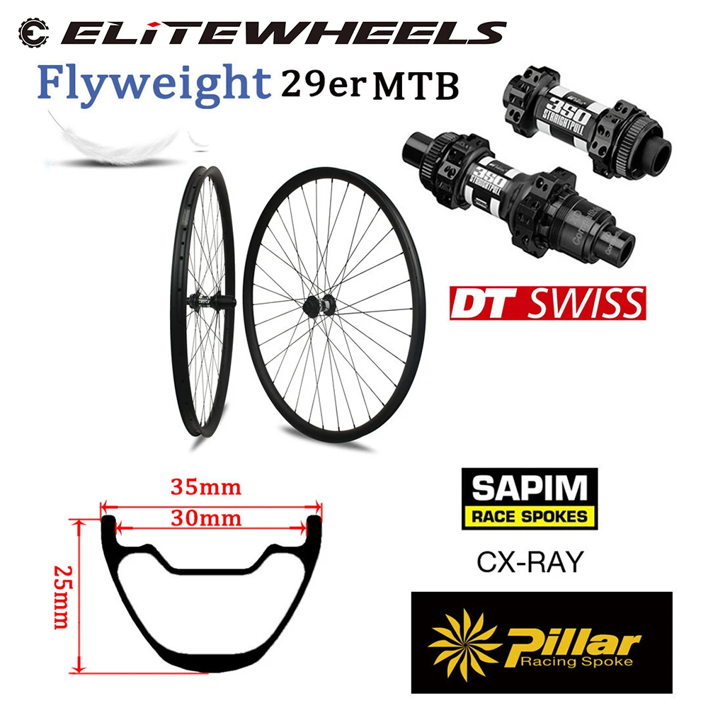 - 355g Only Light Weight Carbon Rim With Dt Swiss 350 Hub For 29er Mountain Bike Wheelset Cross Country Mtb Wheel Sapim Spoke