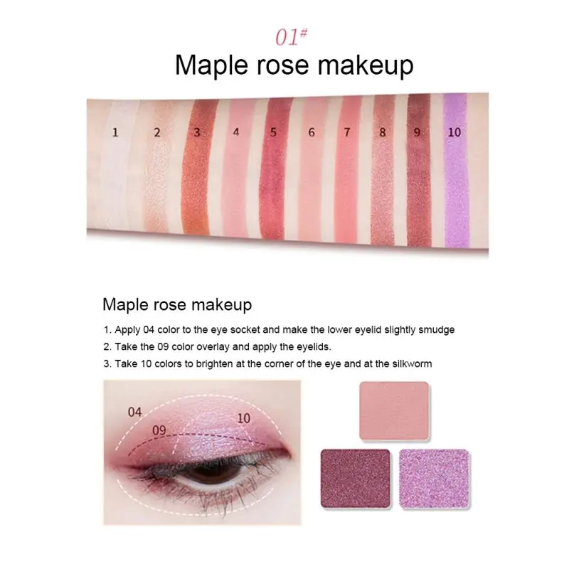 10 Colors Shimmer Eye Shadow Matte Eyeshadow Palette Waterproof Glitter Eye Shadow