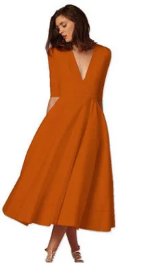 Летние Для женщин Sexy Глубокий V шеи короткий рукав длинный фиолетовый платье Линия Высокая Талия платье для девочек плюс Размеры элегантный - Цвет: Orange