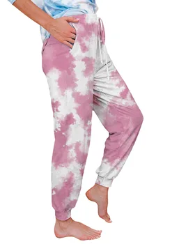 

4 Colors Sexy Mid Waisted Tie Dye Pencil Pants Women Fashion Trouser with Drawstring Casual Slim Streetwear Elastic Long Pant