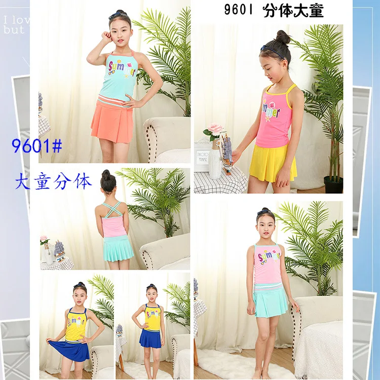 

Split Type Children Little Girl Bathing Suit Camisole Big Kid Bathing Suit (8-13-Year-Old) KID'S Swimwear 9601