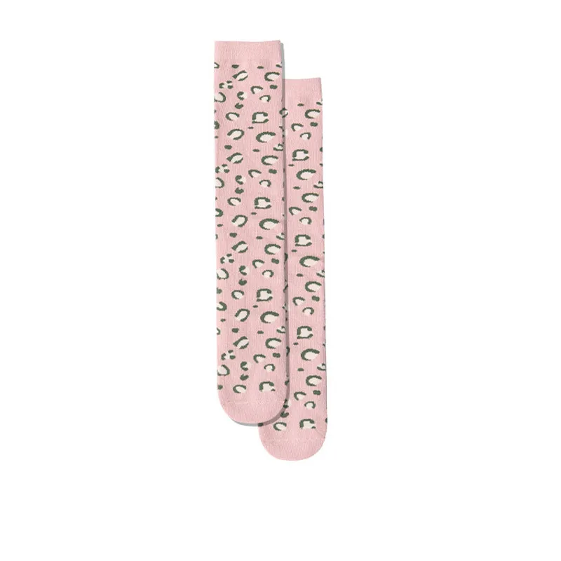 PINK BalleenShiny/детские мягкие хлопковые носки для маленьких девочек с леопардовым принтом, гольфы одежда для малышей, ботинки, носки на зиму и осень - Цвет: PINK