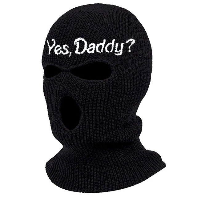 Fashion Yes Daddy Embroidery Ski Mask Full Face Cover Headgear 3-Hole Knitted Balaclava Warm Beanie Hat Warm for Winter Outdoor best beanies Skullies & Beanies