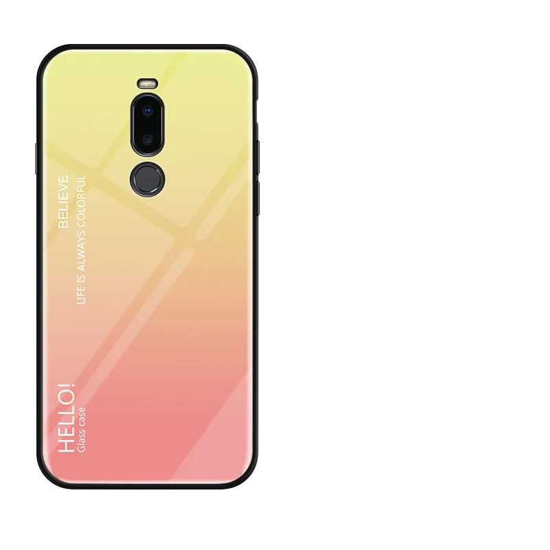Meizu Note 8 чехол градиент закаленное Стекло чехол для Meizu Note8 M822H M822Q градиент Цвет Глянцевая Стекло Защитная крышка 6,0 дюймов - Цвет: Цвет: желтый