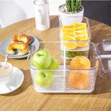 Кухонные контейнеры для фруктов и овощей, двойной Герметичный портативный прямоугольник с крышкой, многофункциональный органайзер для холодильника, дренажный ящик для хранения