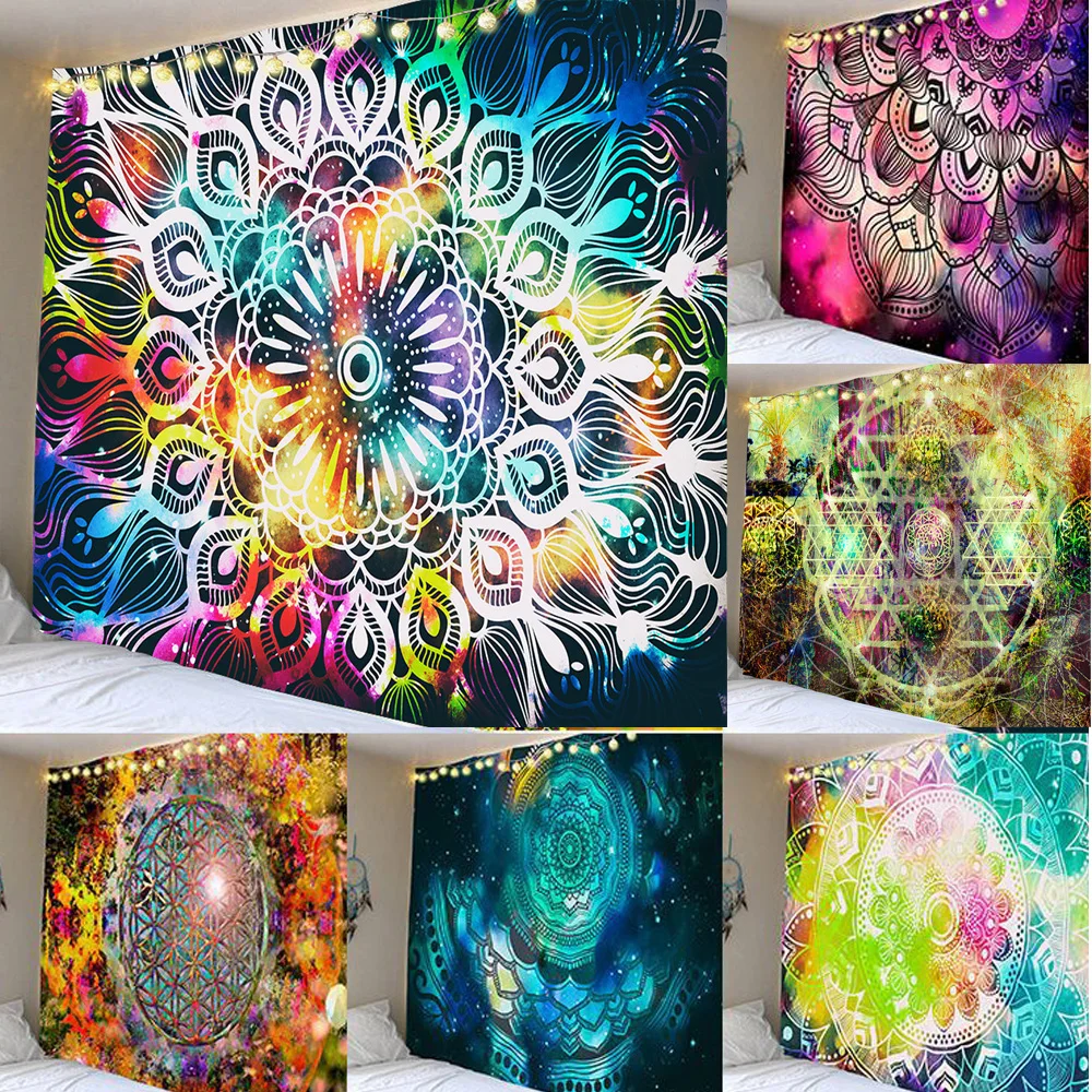 

Psychedelic Mandala Tapestry Wall Hanging Macrame Hippy Hippie Indian Bohemian Home Background Cloth Blanket Mural Decoration