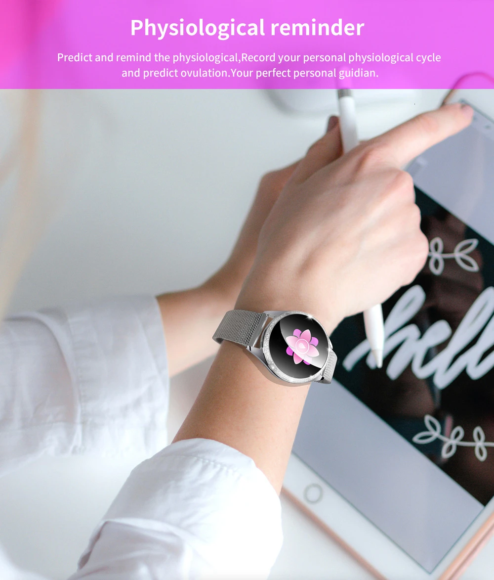 Женские Смарт-часы, Bluetooth, полный экран, умные часы, монитор сердечного ритма, спортивные часы для IOS Andriod KW20