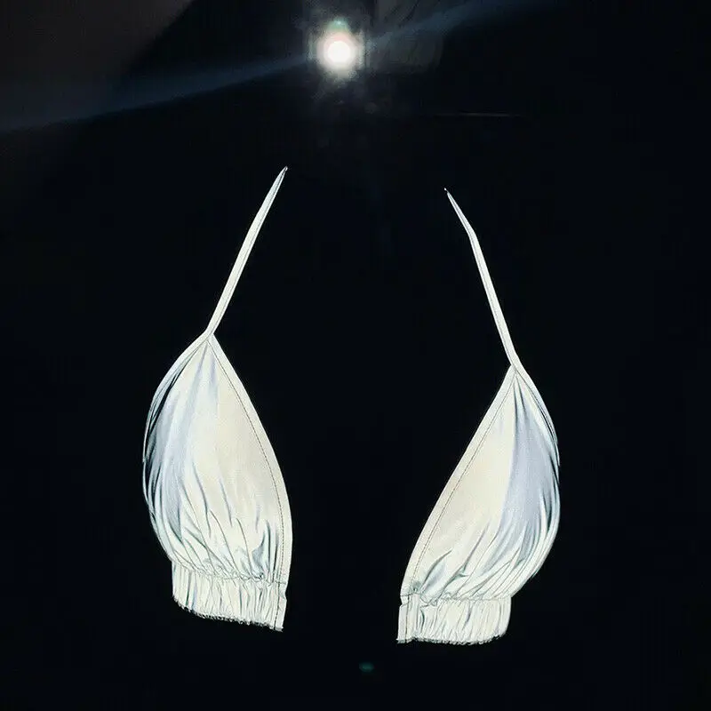 Модный Топ Для женщин девочек Светоотражающие уличная Party Bralette женское нижнее белье, бюстгальтер топ на бретельках бак Haut Femme