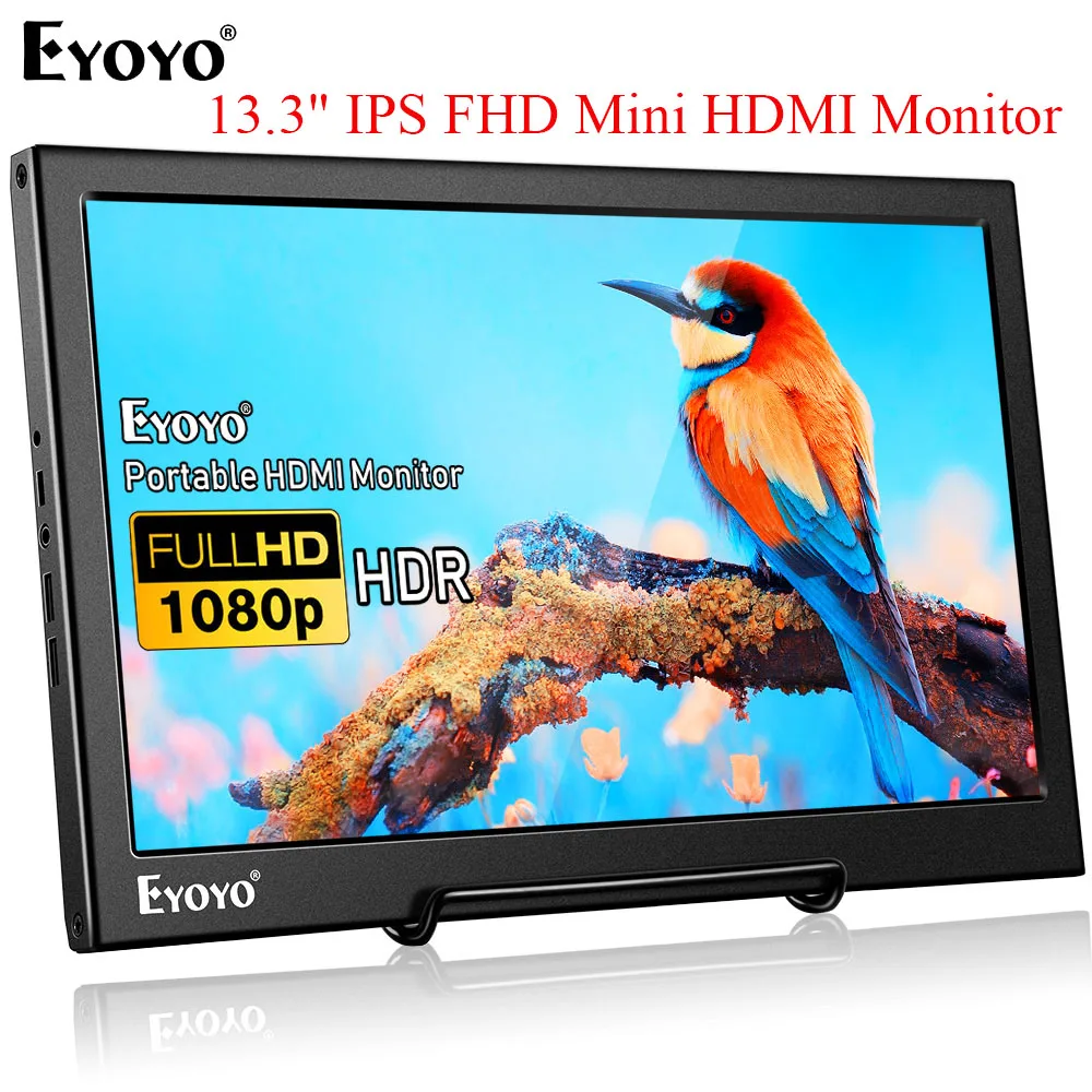 

Eyoyo EM13 13.3" IPS 1920x1080 72% NTSC Portable Gaming Monitor 4K HDMI Display Raspberry pi LCD Screen For Laptop PC PS3/4 Xbox