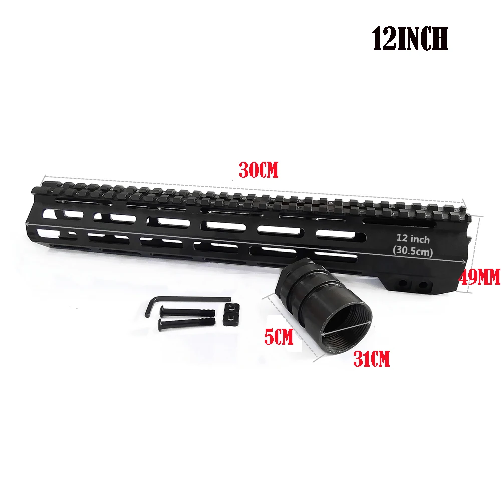Totrait тактический AR15 поплавок M-LOK Handguard " 9" 1" 12" 13," 15" 1" Пикатинни со стальной бочкой гайка для прицела BK - Цвет: 12inch