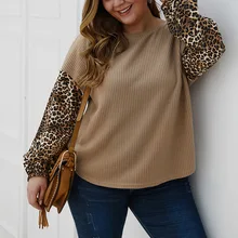 Осенний и зимний женский свитер, большой размер 6XL 7XL 8XL 9XL 10XL, модный Леопардовый свитер с длинным рукавом и круглым вырезом, обхват груди 153 см