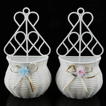 Hanging flower basket Garden Party Handmade DIY Vase Sundries Organizer Wall Hanging Artificial Rattan Home Decor Pots