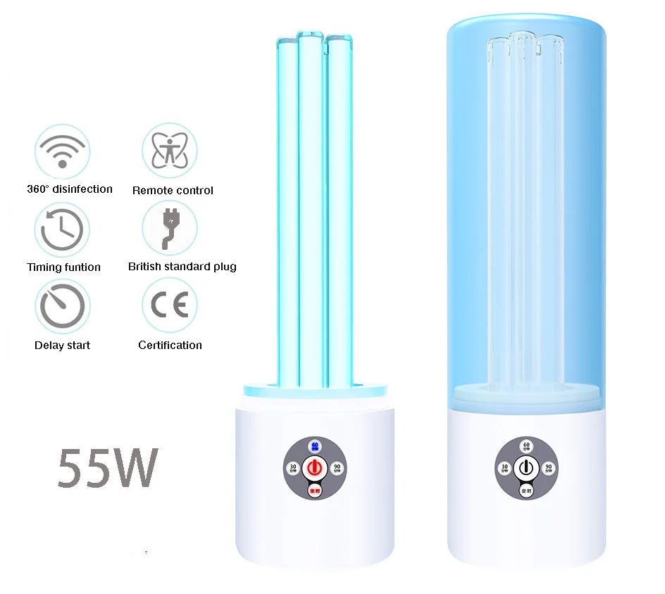 

110V 55W UV Light Sterlizer, UVC Germicidal Lamp with Ozone, Ultraviolet Disinfecting Sanitize, with Timing Remote Control