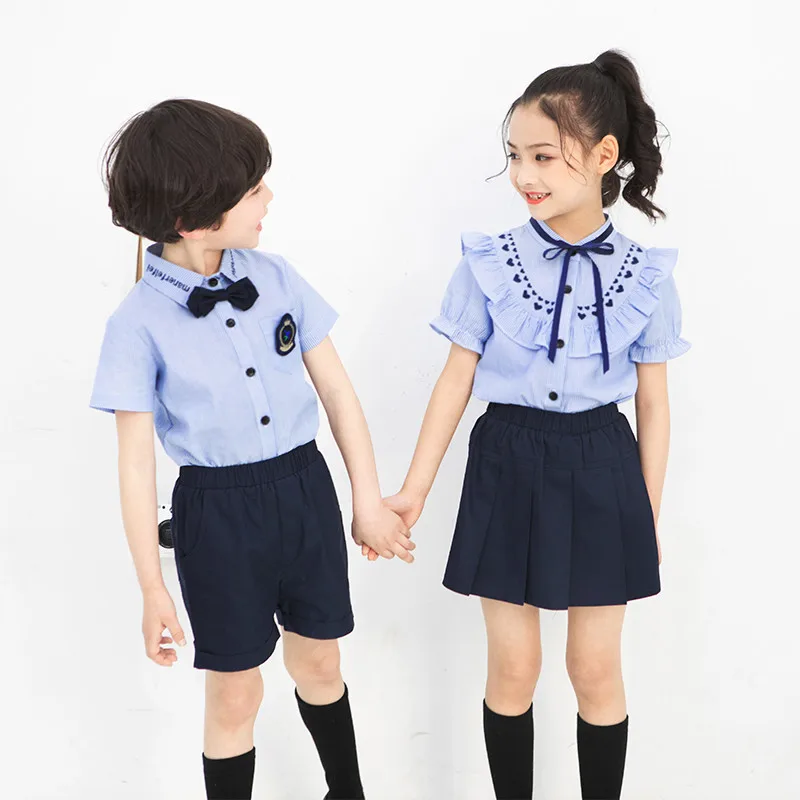 Blue Summer Children's School Uniforms Kindergarten Clothing Summer New Pupils Graduated Children's Clothing Class Clothing Suit