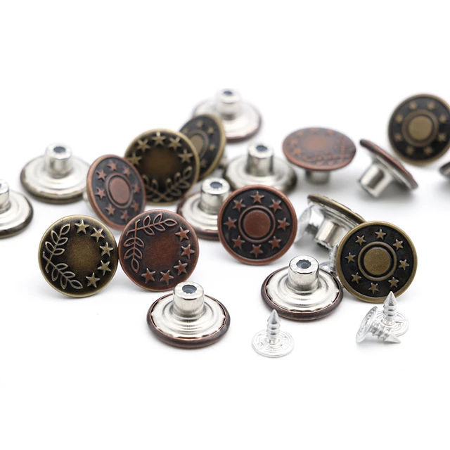 Exceart - Juego de 40 botones de metal para pantalones vaqueros, botones a  presión con remaches y accesorios para manualidades (bronce)