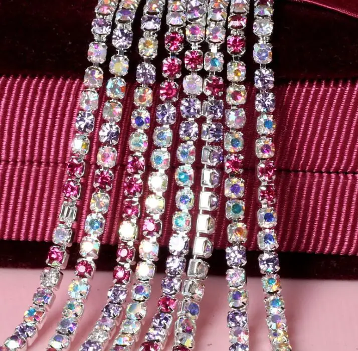 19 SS4 SS6 SS8 SS10 SS12 SS16 стразы серебро золото чашка цепочка с подвеской в виде лапы плотные стеклянные кристаллы, стразы цепочка с подвеской в виде лапы FH23 - Цвет: 19