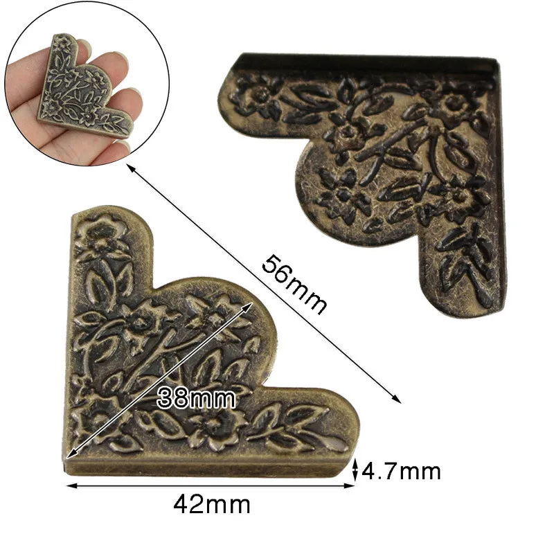 

10pcs Wooden Wine Box Corner Protection Decorative Side Wooden Box Metal Crafts Corner Hardware