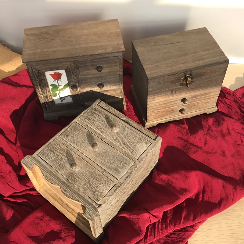 Винтажный деревянный ящик для ювелирных изделий с крышкой и замком органайзер