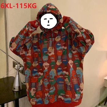 

2020 new autumn winter women cartoon sweatshirt hooded fleece personality hoodies korea style oversize plus size 6XL coat 50 52