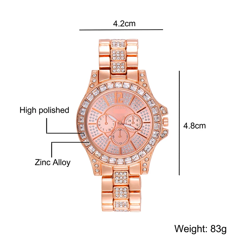 rose gold color D& Z подарок на день рождения для мужчин и женщин Bling Iced Out проложили CZ кварцевые часы модные часы-календарь наручные часы - Цвет: rose gold color