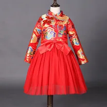 MUQGEW/Детские вечерние платья; Детский костюм для девочек; костюм Чонсам с вышивкой и длинными рукавами; Новогоднее платье принцессы; jurk meisje