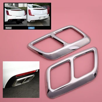 

CITALL Stainless Steel 2Pcs Silver Rear Exhaust Muffler Tail Pipe End Tip Cover Trim Fit for Cadillac XTS 2018 2019