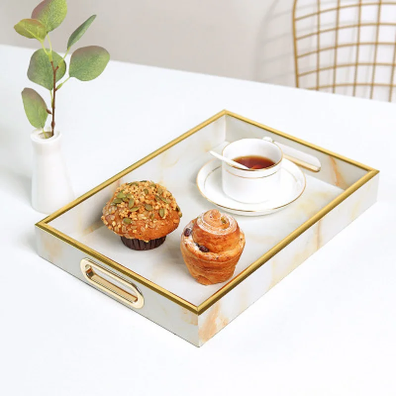 

Storage Tray Marble Pattern Resin Jewelry Display Plate Creative Dessert Snack Cake Breakfast Plate Restaurant Serving Tray