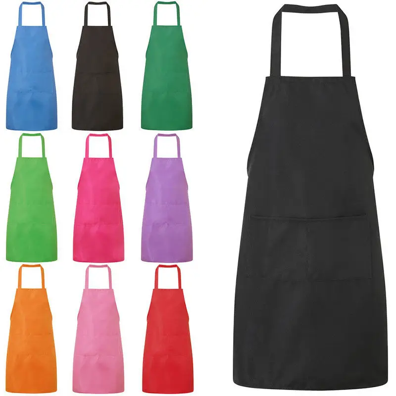 2021 New Fashion Unisex Work Apron For Men Canvas Black Bib Adjustable Cooking Kitchen Aprons Woman With Tool Pockets | Дом и сад