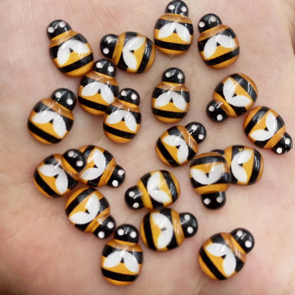 Resin Cute Colorful Beautiful Honeybee Flatback Rhinestone Appliques DIY Wedding Scrapbook Craft SF041 60pcs