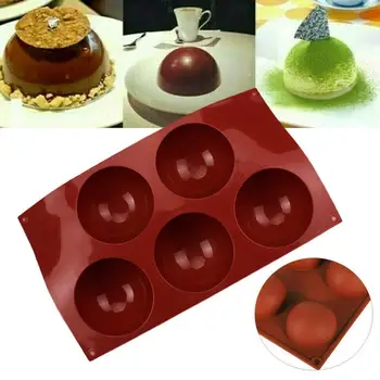 

5 Hole Half Semi Round Bakeware Chocolate Gummy Soap Cake Ball Sphere Tools Silicone Hemisphere Half Mold O8K7