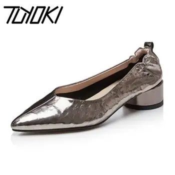 

Tuyoki Real Leather Women Pumps Sexy Club Casual Spring Pumps Dress Office Ladies Party Chunky Heels Shoes Footwear Size 34-39