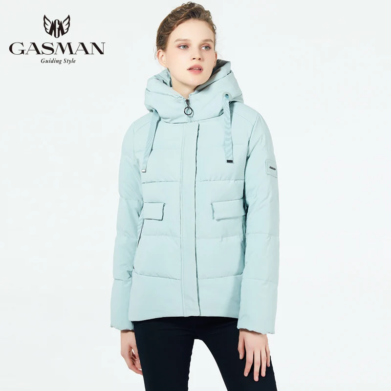 GASMAN/ новые зимние женские куртки короткие теплая парка с капюшоном для девочек женское теплое пальто женская парка из био-пуха Короткие пуховики