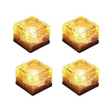 

Binval Solar Ice Cube 1/4LED Light Crystal Brick Stone Lamp Garden Courtyard Pathway Patio Pool Christmas Ice Rock Cube Lights