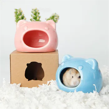 

Hamster Ceramic Shell Nest for Guinea Pigs Bear Shape Jewelry Storage Box Summer Pet Cooling House Small Animals Pets Supplies