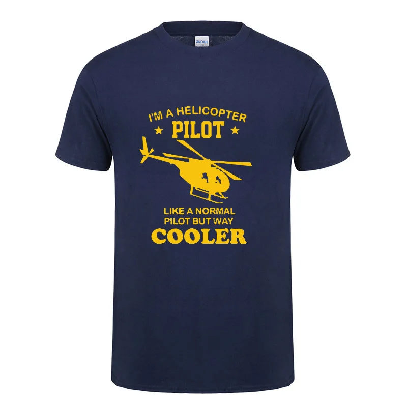 

I'm A Helicopter Pilot Cooler Than Normal T-Shirt Funny Birthday Present For Men Dad Cotton Short Sleeve Helicopter T Shirt Tee