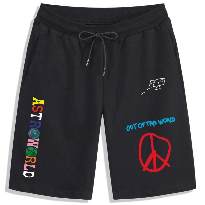 

High quality 5 points shorts TRAVIS SCOTT ASTROWORLD letter printing ladies men jogging pants hip hop streetwear sports shorts