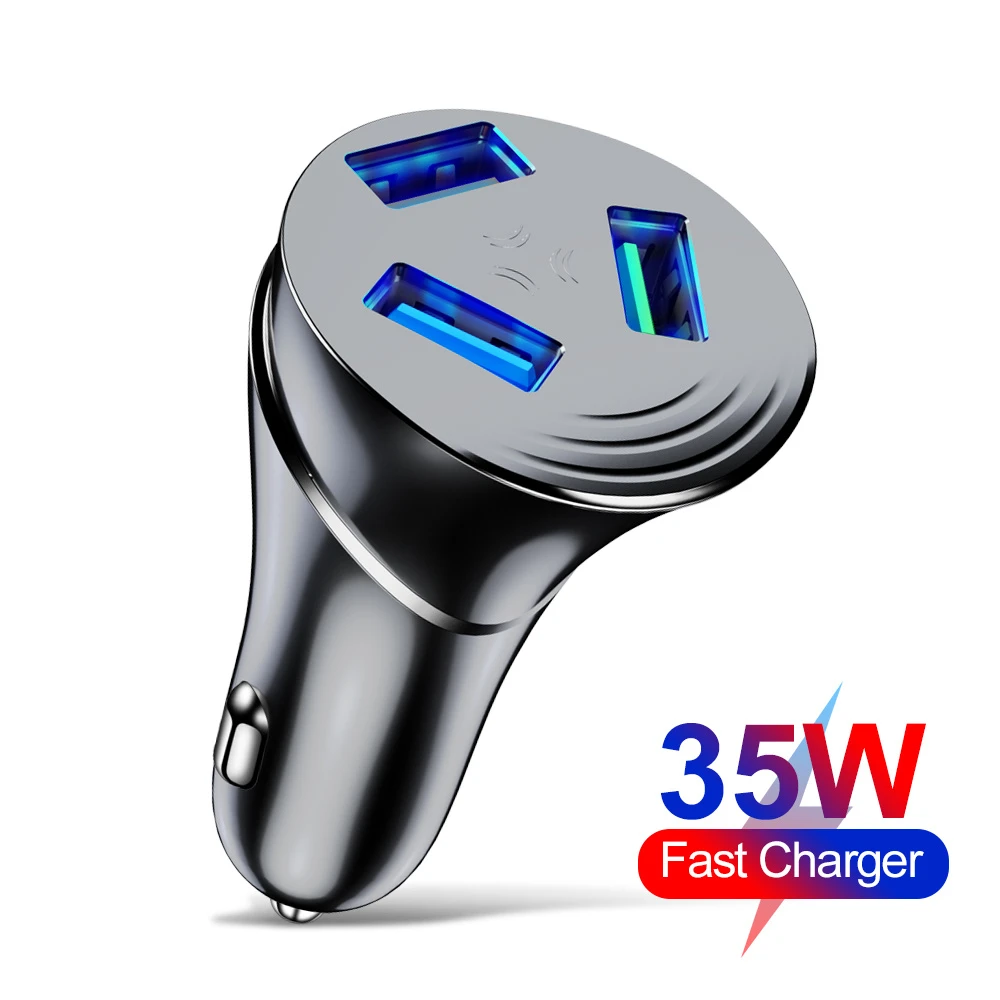 usb type c car charger 3 Ports USB Charger Car Charger 35W Quick Charge Adapter For Samsung Xiaomi MI 10 Huawei IPhone 12 Car Mobile Phone Charger quick charge 3.0 car charger