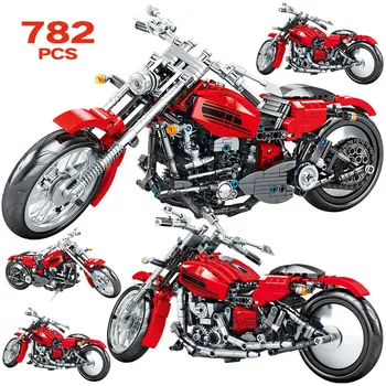

799PCS City Moto Racing Motorbike Model Building Blocks Lepining Technic Creator Motorcycle Vehicles Bricks Toys For Boys Gift