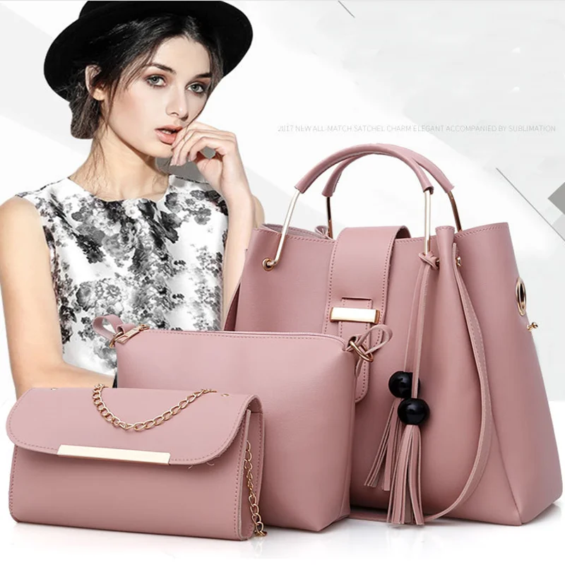 

3pcs Women's handbags New Fashion Handbag One Shoulder Messenger Bag Three Piece Leisure Bag Set PU leather cross-body bag