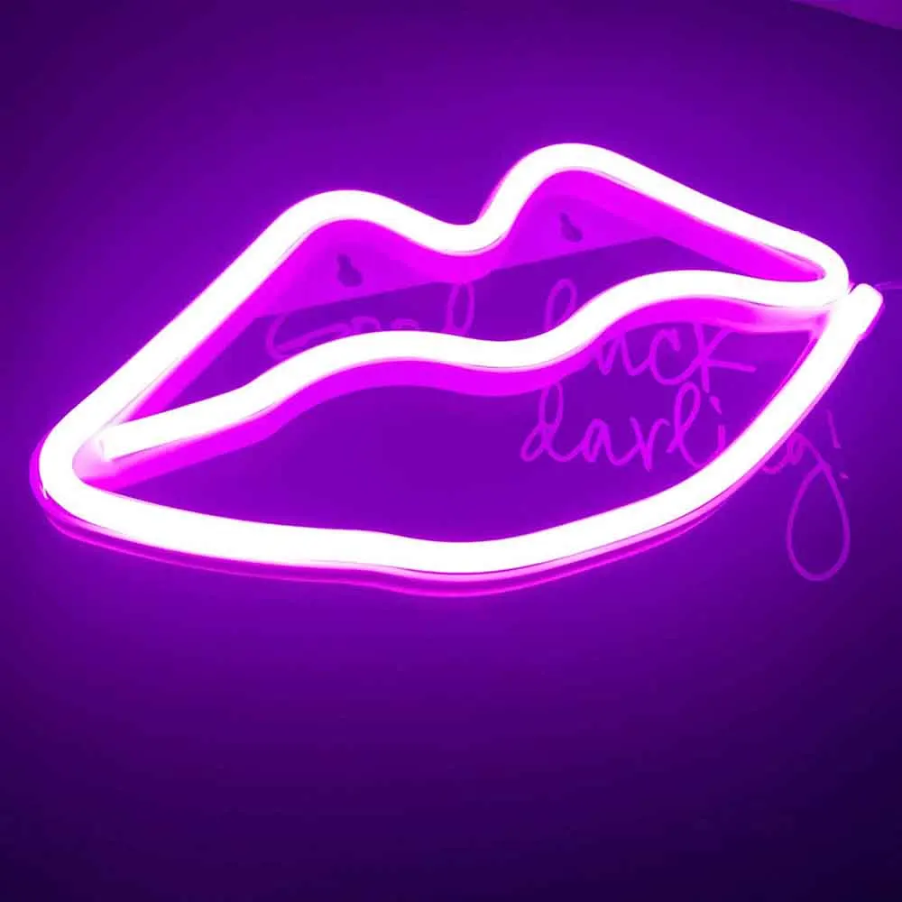 

Neon Sign Light LED Wall Lips Lights Visual Artwork Bar Lamp Home Room Decor