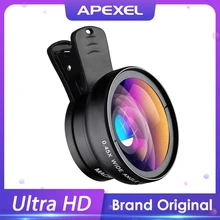 APEXEL Phone Lens kit 0.45x Super Wide Angle & 12.5x Macro Micro Lens HD Camera Lentes for iPhone 6S 7 Xiaomi more cellphones